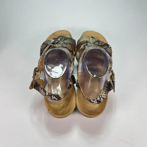 Vionic Glenda Brown Wedge Sandals Natural Snake Print Leather Womens Size 11 - Picture 6 of 10